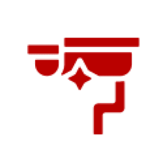 Red abstract symbol on black background.