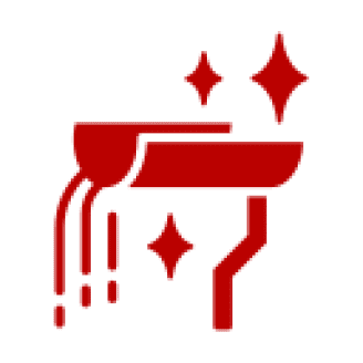 Red gutter icon with stars on black.