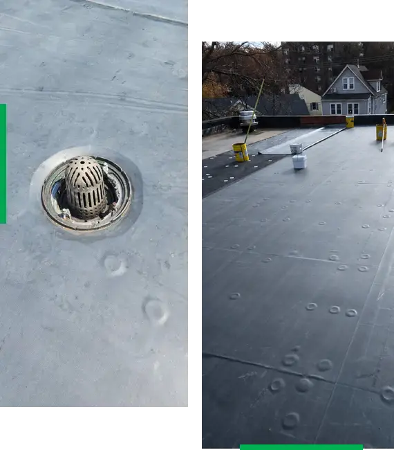 Roof drain inspection and flat-roof membrane maintenance by Sean Hurley Roofing